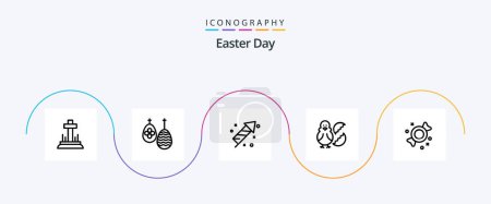 Téléchargez les illustrations : Easter Line 5 Icon Pack Including bonbon. baby. fire work. easter. egg - en licence libre de droit