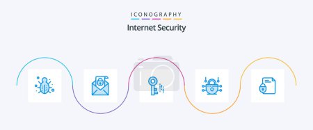 Illustration for Internet Security Blue 5 Icon Pack Including lock. file. security. network security. internet - Royalty Free Image