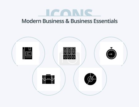 Ilustración de Modern Business And Business Essentials Glyph Icon Pack 5 Icon Design. favorite. book. business. bookmark. graph - Imagen libre de derechos