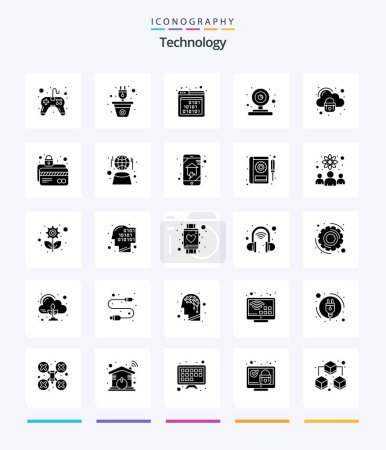 Illustration for Creative Technology 25 Glyph Solid Black icon pack  Such As security. webcam. renewable. web. seo - Royalty Free Image