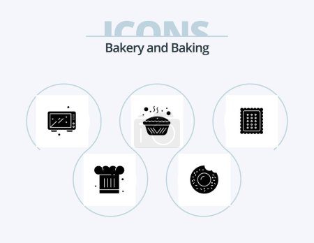 Téléchargez les illustrations : Baking Glyph Icon Pack 5 Icon Design. tin. cooking. baking. baking. oven - en licence libre de droit