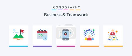 Illustration for Business And Teamwork Flat 5 Icon Pack Including work. relationship. mobile. building. team. Creative Icons Design - Royalty Free Image