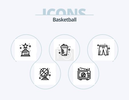 Téléchargez les illustrations : Basketball Line Icon Pack 5 Icon Design. tactics. path. basket. injury. aid - en licence libre de droit