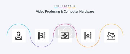 Illustration for Video Producing And Computer Hardware Line 5 Icon Pack Including film. budget. pp. premiere. numbers - Royalty Free Image