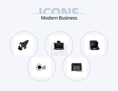 Ilustración de Modern Business Glyph Icon Pack 5 Icon Design. launch. business. business. startup. schedule - Imagen libre de derechos