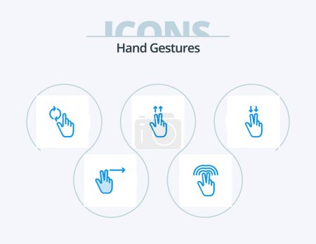 Illustration for Hand Gestures Blue Icon Pack 5 Icon Design. down. gesture. hand. fingers. gesture - Royalty Free Image