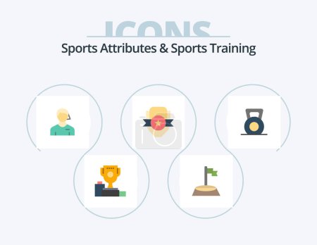 Illustration for Sports Atributes And Sports Training Flat Icon Pack 5 Icon Design. shield. club. sport. badge. linesman - Royalty Free Image
