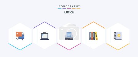 Illustration for Office 25 Flat icon pack including . office. . office - Royalty Free Image