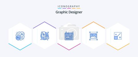 Illustration for Graphic Designer 25 Blue icon pack including resize. image. design. graphics. designing - Royalty Free Image