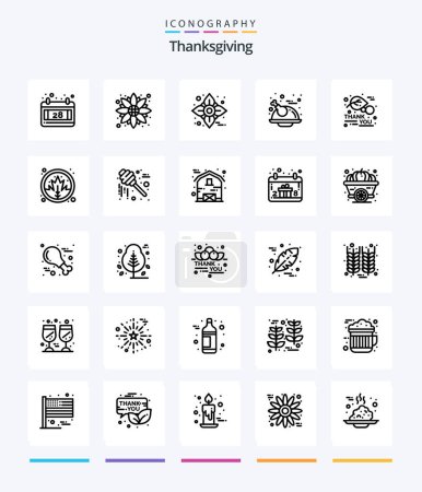 Illustration for Creative Thanksgiving 25 OutLine icon pack  Such As leaf. thanks day. autumn. chicken. thanksgiving - Royalty Free Image