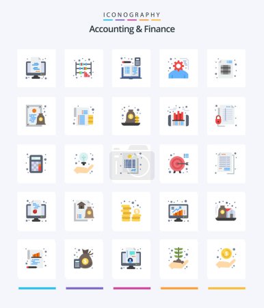 Téléchargez les illustrations : Creative Accounting And Finance 25 Flat icon pack  Such As audit. project. accounting. planning. book - en licence libre de droit