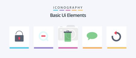 Ilustración de Basic Ui Elements Flat 5 Icon Pack Incluye recarga. Correo. estado. massege. charla. Diseño de iconos creativos - Imagen libre de derechos