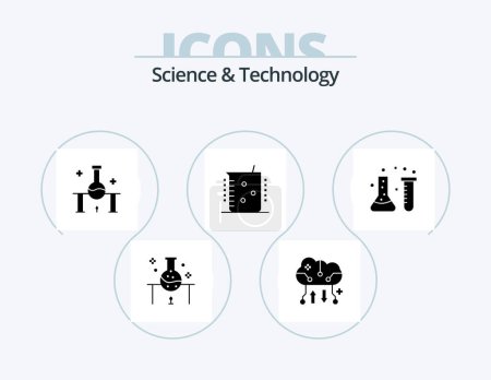 Téléchargez les illustrations : Science et technologie Glyph Icon Pack 5 Icon Design. . . sauvegarde en ligne. laboratoire. industrie chimique - en licence libre de droit