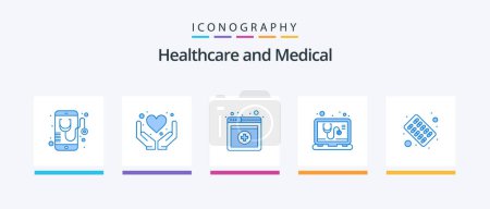 Illustration for Medical Blue 5 Icon Pack Including medical. service. health care. online. check. Creative Icons Design - Royalty Free Image