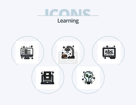 Ilustración de Learning Line Filled Icon Pack 5 Icon Design. document. history. emc physics. online. keyboard - Imagen libre de derechos