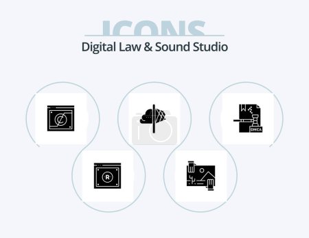 Ilustración de Estudio de Ley Digital y Sonido Glyph Icon Pack 5 Icon Design. imaginación. creatividad. Imagen. la ley. digital - Imagen libre de derechos