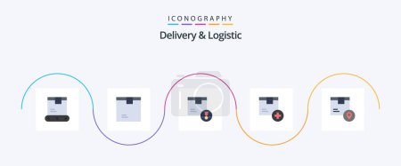 Téléchargez les illustrations : Delivery And Logistic Flat 5 Icon Pack Including delivery. add. product. product. delivery - en licence libre de droit
