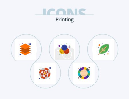 Ilustración de Printing Flat Icon Pack 5 Icon Design. green. rgb. color wheel. design. design - Imagen libre de derechos