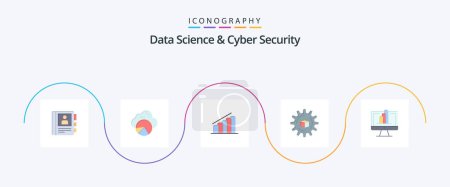 Illustration for Data Science And Cyber Security Flat 5 Icon Pack Including monitor. scince. chart. slustion. atoumated - Royalty Free Image