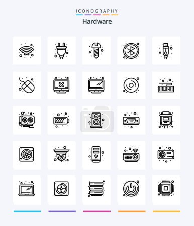 Illustration for Creative Hardware 25 OutLine icon pack  Such As hardware. usb. hardware. cable. searching - Royalty Free Image