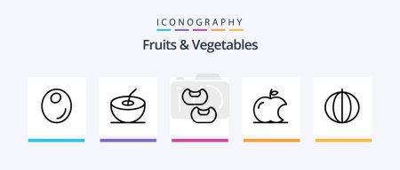 Téléchargez les illustrations : Fruits and Vegetables Line 5 Icon Pack Including lemon. fruit. vegetable. apple. fruits. Creative Icons Design - en licence libre de droit