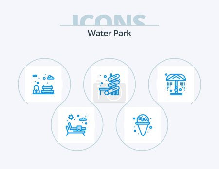 Téléchargez les illustrations : Icône bleu parc aquatique Pack 5 Icône Design. . . jardin. Au parc. douche - en licence libre de droit
