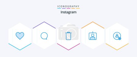 Ilustración de Instagram 25 Paquete de iconos azul incluyendo contacto. tweet. sets. etiqueta de hash. conjuntos - Imagen libre de derechos