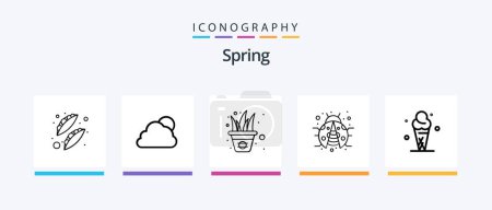 Illustration for Spring Line 5 Icon Pack Including plant. leaf. cloud. bug. butterfly. Creative Icons Design - Royalty Free Image