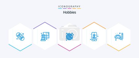 Ilustración de Hobbies 25 Blue icon pack including . hobby. fashion. hobbies. hobby - Imagen libre de derechos