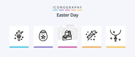 Téléchargez les illustrations : Easter Line 5 Icon Pack Including fire work. easter. egg. egg. holidays. Creative Icons Design - en licence libre de droit