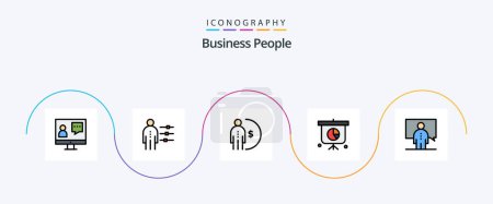 Ilustración de Business People Line Filled Flat 5 Icon Pack Including presentation. business. person. money. income - Imagen libre de derechos