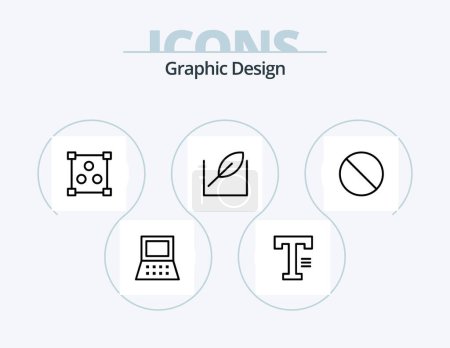 Ilustración de Design Line Icon Pack 5 Icon Design. . point. no. path. vertical - Imagen libre de derechos