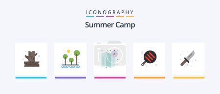 Illustration for Summer Camp Flat 5 Icon Pack Including knife. camping. tree. pan. camping. Creative Icons Design - Royalty Free Image