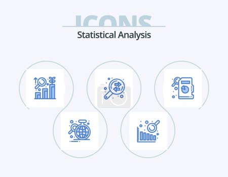 Illustration for Statistical Analysis Blue Icon Pack 5 Icon Design. . descriptive statistics. analysis. finance. data analysis - Royalty Free Image