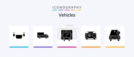 Téléchargez les illustrations : Vehicles Glyph 5 Icon Pack Including disabled. van. truck. vacation. combo. Creative Icons Design - en licence libre de droit