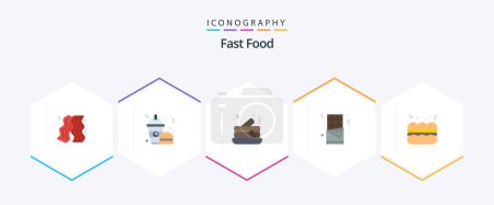 Illustration for Fast Food 25 Flat icon pack including . food. pancake. fast food. food - Royalty Free Image