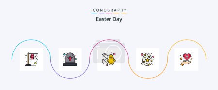 Illustration for Easter Line Filled Flat 5 Icon Pack Including celebration. hand. chicken. star egg. egg - Royalty Free Image