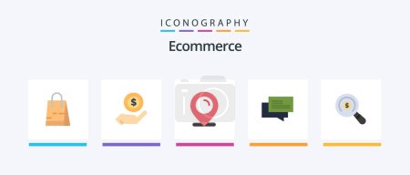 Illustration for Ecommerce Flat 5 Icon Pack Including market. shopping. location. ecommerce. chat. Creative Icons Design - Royalty Free Image