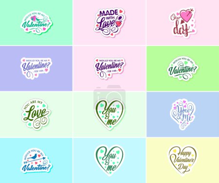 Illustration for Heartfelt Typography Stickers for Valentine's Day - Royalty Free Image