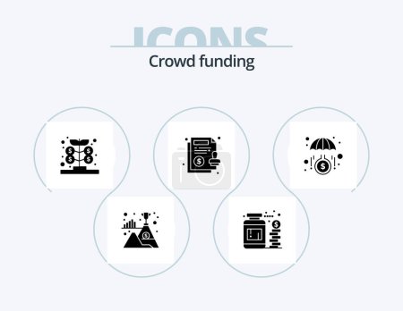Illustration for Crowdfunding Glyph Icon Pack 5 Icon Design. growth. paper. fund. guarantee. agreement - Royalty Free Image