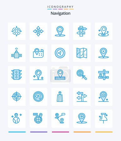 Téléchargez les illustrations : Creative Navigation 25 Blue icon pack  Such As gps. navigation. navigation. location. navigation - en licence libre de droit