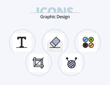 Ilustración de Design Line Filled Icon Pack 5 Icon Design. . . left. points. circle - Imagen libre de derechos