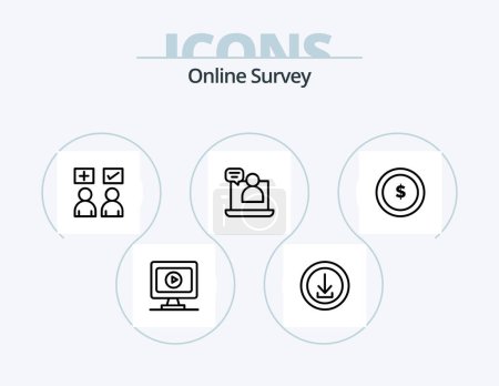 Ilustración de Online Survey Line Icon Pack 5 Icon Design. mail. web page. apps. web. we - Imagen libre de derechos