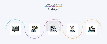 Téléchargez les illustrations : Find A Job Line Filled Flat 5 Icon Pack Including find job. job. worker. growth. business - en licence libre de droit