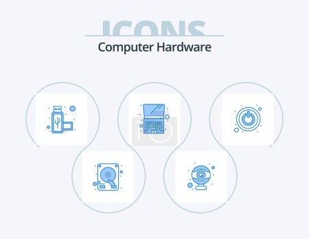 Ilustración de Computer Hardware Blue Icon Pack 5 Icon Design. . . usb. switch. power - Imagen libre de derechos