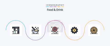 Illustration for Food And Drink Line Filled Flat 5 Icon Pack Including drink. bottle. restaurant. lollipop. drink - Royalty Free Image