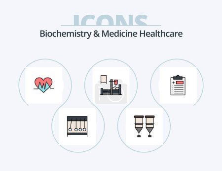 Illustration for Biochemistry And Medicine Healthcare Line Filled Icon Pack 5 Icon Design. medical. tools . air. surgery. health - Royalty Free Image