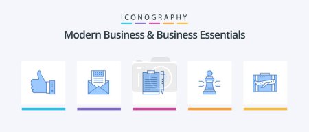 Illustration for Modern Business And Business Essentials Blue 5 Icon Pack Including file. business. communication. document. mail. Creative Icons Design - Royalty Free Image