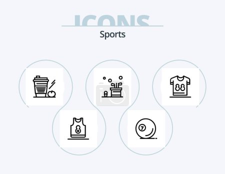 Ilustración de Sports Line Icon Pack 5 Icon Design. ball. glass. table. drink. starbucks - Imagen libre de derechos