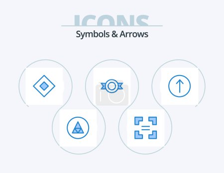 Illustration for Symbols and Arrows Blue Icon Pack 5 Icon Design. up. arrow. sign. sticker. label - Royalty Free Image